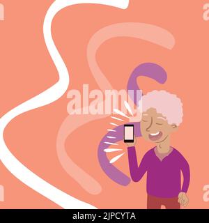 Les hommes d'affaires parlent sur les téléphones mobiles et présentent des idées importantes. Illustration de Vecteur