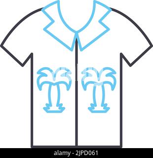 icône de ligne de chemise hawaïenne, symbole de contour, illustration vectorielle, signe de concept Illustration de Vecteur
