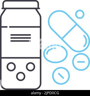 icône de ligne de pilule, symbole de contour, illustration vectorielle, signe de concept Illustration de Vecteur