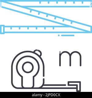 icône de ligne de mesure de bande, symbole de contour, illustration vectorielle, signe de concept Illustration de Vecteur