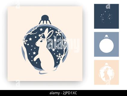 Lapin Noël dans boule de Noël. Couches ont différentes couleurs. Illustration vectorielle Illustration de Vecteur