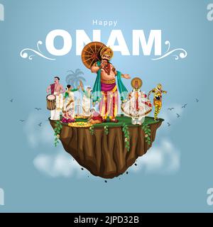 south Indian Kerala festival Happy onam salutations fond. Modifiable vecteur illustration design Illustration de Vecteur