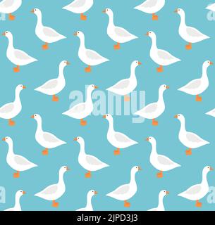 Motif vectoriel sans couture de canard d'oie dessiné à la main Illustration de Vecteur