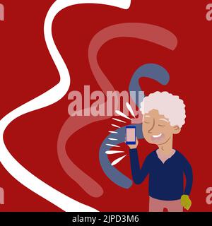 Les hommes d'affaires parlent sur les téléphones mobiles et présentent des idées importantes. Illustration de Vecteur