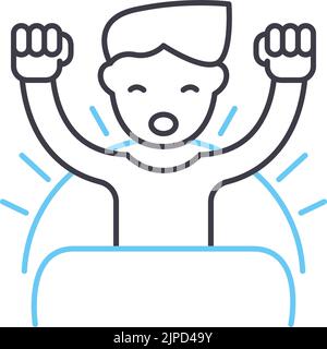 icône de réveil en début de ligne, symbole de contour, illustration vectorielle, signe de concept Illustration de Vecteur