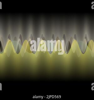 Illustration de plusieurs ondes oscillant ou se chevauchant par de nombreuses petites lignes verticales numériques abstrait décoratif moderne design sur fond noir Banque D'Images