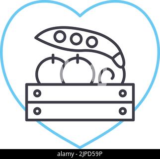 icône de ligne vegan conviviale, symbole de contour, illustration vectorielle, signe de concept Illustration de Vecteur