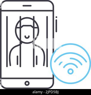 icône de ligne de prisonnier de smartphone, symbole de contour, illustration vectorielle, signe de concept Illustration de Vecteur