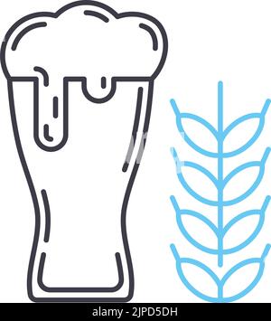 icône de ligne de verre de bière de blé, symbole de contour, illustration vectorielle, signe de concept Illustration de Vecteur