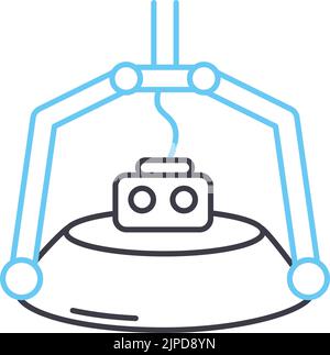 icône de ligne de plate-forme vr, symbole de contour, illustration vectorielle, signe de concept Illustration de Vecteur