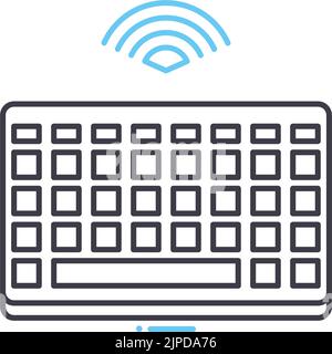 icône de ligne de clavier sans fil, symbole de contour, illustration vectorielle, signe de concept Illustration de Vecteur