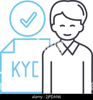 Icône de ligne KYC (Know Your Customer), symbole de contour, illustration vectorielle, signe de concept Illustration de Vecteur