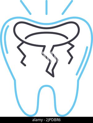 icône de la ligne de décroissance des dents, symbole de contour, illustration vectorielle, signe de concept Illustration de Vecteur