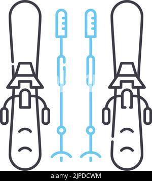 icône de la ligne de ski, symbole de contour, illustration vectorielle, signe de concept Illustration de Vecteur