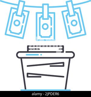 icône de ligne de blanchiment d'argent, symbole de contour, illustration de vecteur, signe de concept Illustration de Vecteur