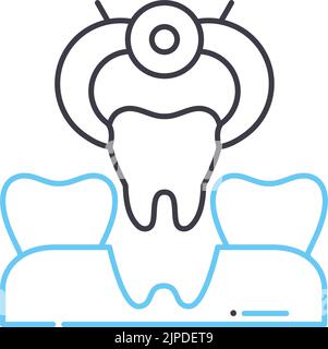 icône de ligne d'extraction de dent, symbole de contour, illustration de vecteur, signe de concept Illustration de Vecteur