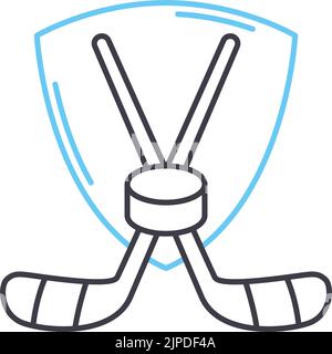 icône de ligne de bâton de hockey, symbole de contour, illustration vectorielle, signe de concept Illustration de Vecteur