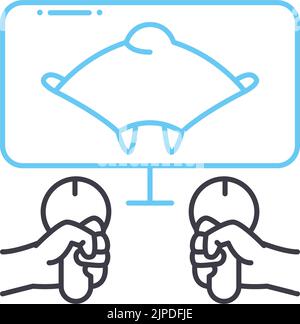 icône de ligne de simulateur de sport, symbole de contour, illustration vectorielle, signe de concept Illustration de Vecteur