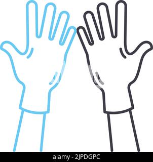 icône de ligne de gants de protection, symbole de contour, illustration vectorielle, signe de concept Illustration de Vecteur