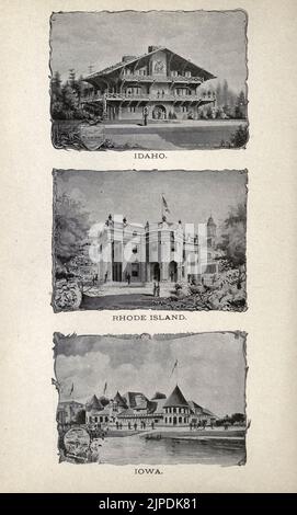 Idaho, Rhode Island, Iowa extrait du guide « pittoresque Chicago and guide to the World's Fair » publié en 1893 Publisher Lennox Pub Co Banque D'Images