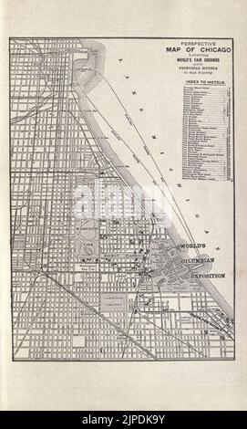 Street Map of Chicago 1893 from the guide book ' pittoresque Chicago and guide to the World's Fair ' Published in 1893 Publisher Lennox Pub Co Banque D'Images