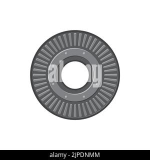 Icône réaliste de filtre en acier au carbone isolé à bride de vanne ou de tuyau. Pièce de rechange Vector, valve, roulements d'automobile, fixation de canalisation. Bride ronde sans boulons équipement de machine à mécanisme de roulement de voiture Illustration de Vecteur