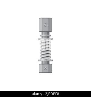 Icône de mécanisme automatique isolé de stabilisateur d'amortisseur de direction. Amortisseur Vector, amortisseur hydraulique, vérin pneumatique avec ressort et vis. Accessoire de suspension, amortisseur de direction Illustration de Vecteur