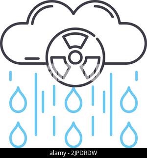 icône de la ligne de pluie nucléaire, symbole de contour, illustration vectorielle, signe de concept Illustration de Vecteur