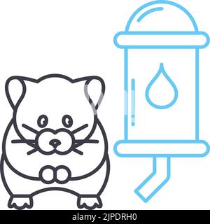 icône de ligne de bouteille d'eau de hamster, symbole de contour, illustration vectorielle, signe de concept Illustration de Vecteur