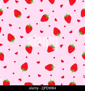Motif fraise et coeur sans coutures dans des couleurs roses Illustration de Vecteur