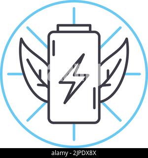 icône de ligne de batterie verte, symbole de contour, illustration vectorielle, signe de concept Illustration de Vecteur