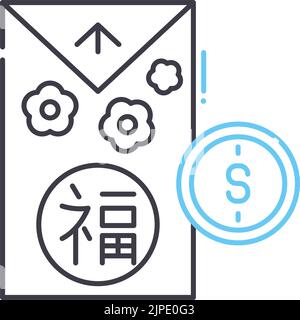 icône de la ligne bonne fortune, symbole de contour, illustration de vecteur, signe de concept Illustration de Vecteur