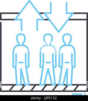 icône de ligne de levage de groupe, symbole de contour, illustration vectorielle, signe de concept Illustration de Vecteur