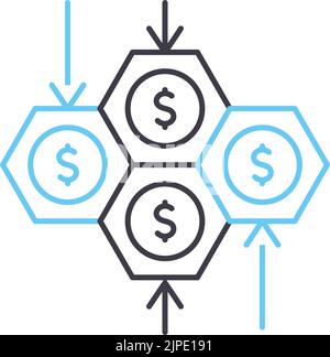 icône de ligne de régulation du marché, symbole de contour, illustration vectorielle, signe de concept Illustration de Vecteur