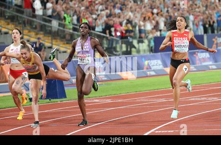 Gina Luckenkemper d'Allemagne, Daryll Neita de Grande-Bretagne et Mujinga Kambundji de Suisse finale Women's 100m pendant les Championnats européens d'athlétisme 2022 sur 16 août 2022 à Munich, Allemagne - photo Laurent Lairys / ABACAPRESS.COM Banque D'Images