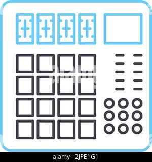 icône de ligne de contrôleur midi, symbole de contour, illustration vectorielle, signe de concept Illustration de Vecteur