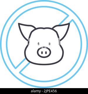 pas d'icône de ligne de viande de porc, symbole de contour, illustration vectorielle, signe de concept Illustration de Vecteur