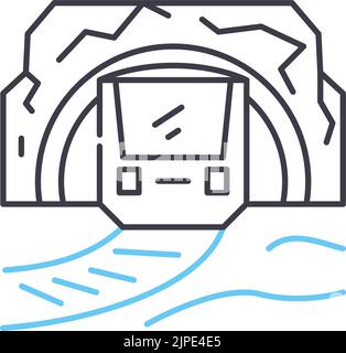 icône de ligne de train routier, symbole de contour, illustration vectorielle, signe de concept Illustration de Vecteur