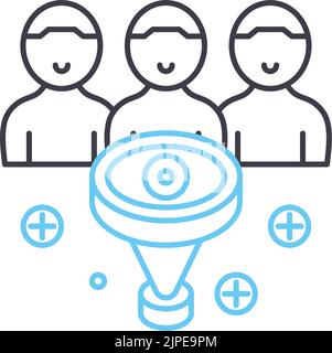 icône de ligne d'observation sociale, symbole de contour, illustration vectorielle, signe de concept Illustration de Vecteur