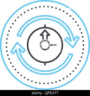 icône de ligne de temps de traitement, symbole de contour, illustration vectorielle, signe de concept Illustration de Vecteur