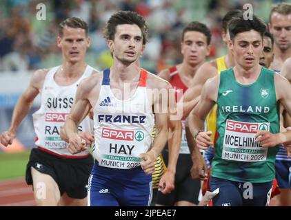 Munich, Allemagne. 16th août 2022. Hugo Hay de France pendant l'athlétisme, hommes 5000m aux Championnats d'Europe Munich 2022 sur 16 août 2022 à Munich, Allemagne - photo Laurent Lairys/DPPI crédit: DPPI Media/Alamy Live News Banque D'Images