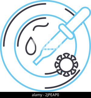 icône de ligne d'analyse de boîte de pétri, symbole de contour, illustration vectorielle, signe de concept Illustration de Vecteur