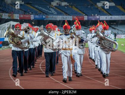 Kolkata, Inde. 16th août 2022. Édition 131st le tournoi de football de la coupe Durand a débuté au VYBK (Vivekananda Yubabarati krirangan-SALT LAKE STADIUM), à Kolkata avec un match inaugural entre le club de football sportif Mohammaan Sporting de l'année dernière et les champions du FC Goa de l'année dernière. Mme MAMATA BANERJEE, Ministre en chef (Bengale-Occidental), ainsi que d'autres dignitaires des forces armées indiennes étaient présents à la cérémonie d'inauguration. Mohammadan Sporting remporte le match avec la victoire de 3-1 sur le FC Goa. (Credit image: © Amlan Biswas/Pacific Press via ZUMA Press Wire) Banque D'Images