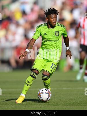 13 août 2022 - Brentford v Manchester United - Premier League - Gtech Community Stadium Fred de Manchester United lors du match de la Premier League au Gtech Community Stadium, Londres. Image : Mark pain / Alamy Live News Banque D'Images