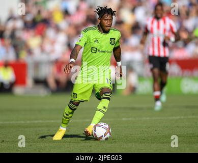 13 août 2022 - Brentford v Manchester United - Premier League - Gtech Community Stadium Fred de Manchester United lors du match de la Premier League au Gtech Community Stadium, Londres. Image : Mark pain / Alamy Live News Banque D'Images