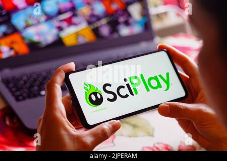Brésil. 17th août 2022. Dans cette illustration, le logo SciPlay s'affiche sur l'écran d'un smartphone. (Photo de Rafael Henrique/SOPA Images/Sipa USA) crédit: SIPA USA/Alay Live News Banque D'Images