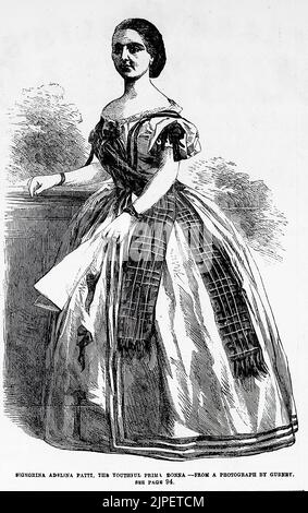 Portrait de Signorina Adelina Patti, la jeune Prima Donna (1860). Illustration du 19th siècle du journal illustré de Frank Leslie Banque D'Images