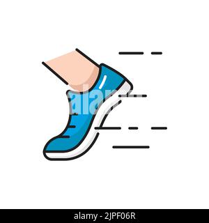 Homme ou femme running chaussures isolé contour icône. Coureur rapide Vector dans les baskets d'entraînement, d'entraînement et d'entraînement, de jogging et de mouvement de vitesse d'athlète actif. Jogging sportif, homme ou femme Illustration de Vecteur