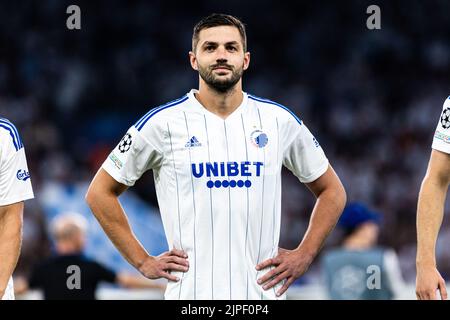 Copenhague, Danemark. 16th, août 2022. Davit Khocholava, du FC Copenhagen, vu lors du match de qualification de l'UEFA Champions League entre le FC Copenhagen et Trabzonspur à Parken à Copenhague. (Crédit photo: Gonzales photo - Dejan Obretkovic). Banque D'Images