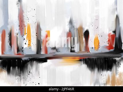 Ville art abstrait, peinture à l'huile, art moderne, peinture sur toile Banque D'Images